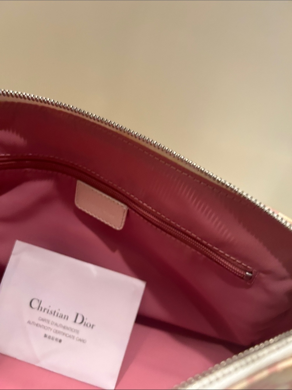Dior Pink and White Floral Bowling Satchel with Crystal '1' Accent - Picture 6 of 13
